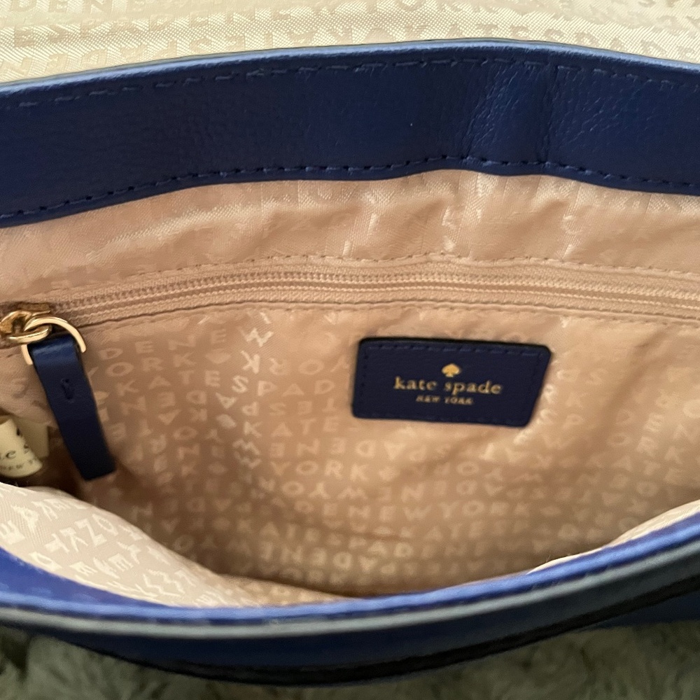 Kate Spade Bright Navy Blue Leather Magnetic Buckle Flap Crossbody Bag  NWOT - Picture 8 of 11